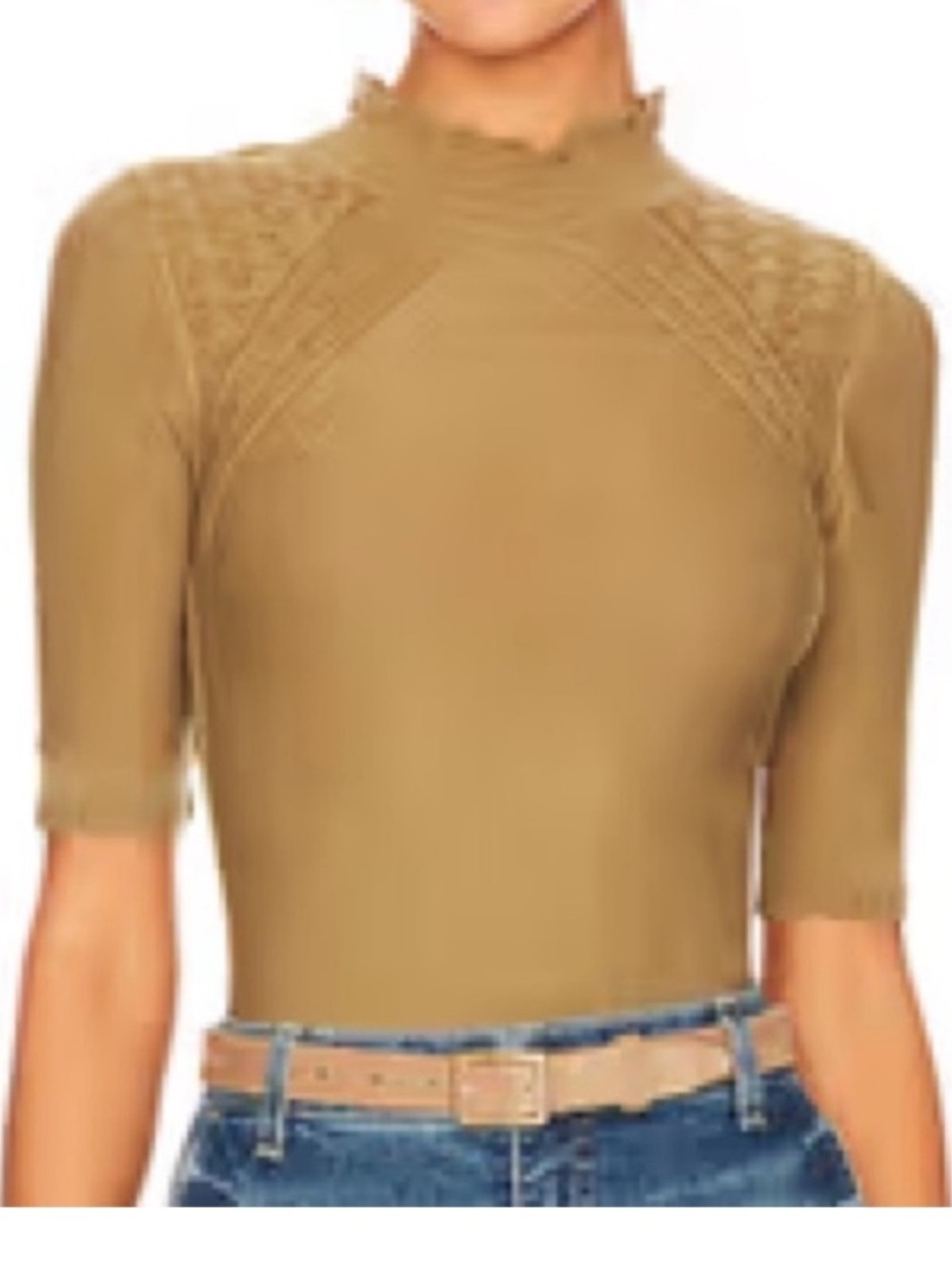 Free People Large Bodysuit Winter Warmer Sweater in Tropical Nut NWT